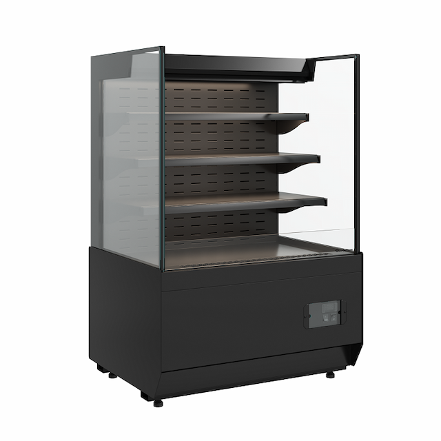 Витрина холодильная Carboma Cube 2 KC70 VM 1,3-2 STANDARD открытая, горка прямая боковина (версия 2.0) (9005)