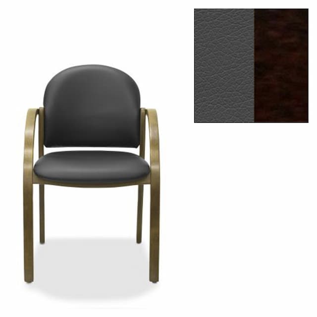 Офисный стул Юнитекс Джуно экокожа премиум темно-серая CN1118/дерево-венге