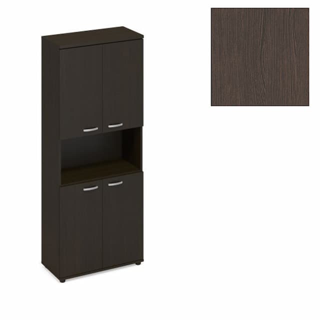 Шкаф для документов 4-дверный с открытой нишей Юнитекс А4 (78x36.4x193) А4 9374 ВТ венге