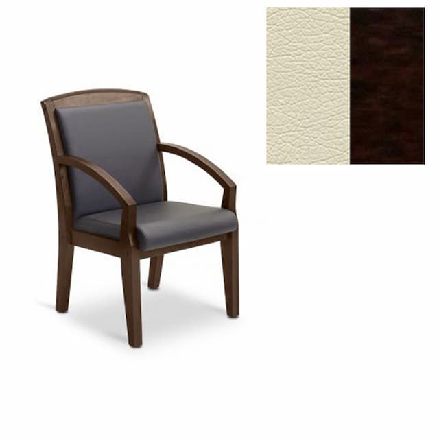 Кресло Юнитекс Граф для посетителя экокожа премиум светло-бежевая CN1112/дерево-венге