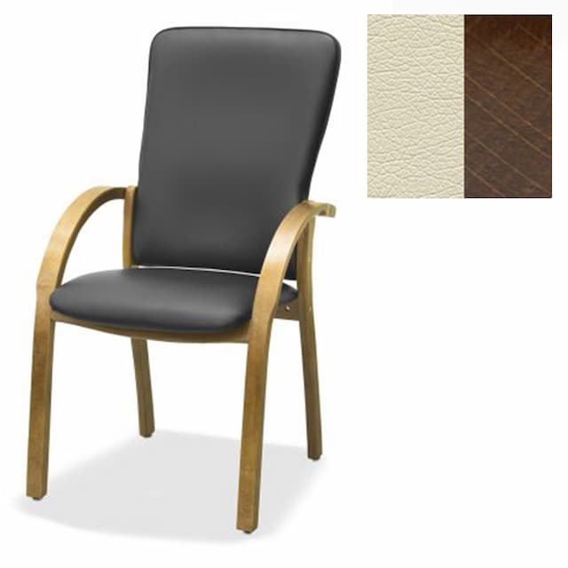 Стул Юнитекс Джуно комфорт экокожа премиум светло-бежевая CN1112/дерево-орех