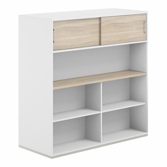 Стеллаж-комбо 1238 двухсторонний Norden Allegro AG.254.220.674.WH с антресолью и экраном ЛДСП